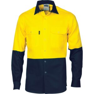 Dnc 3838 Hivis Two Tone Drill Shirt With Press Studs