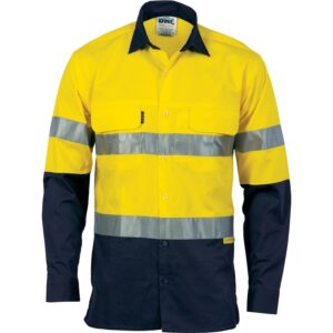 Dnc 3948 Hivis 3 Way Cool-breeze Cotton Shirt With Csr/tape - Long Sleeve