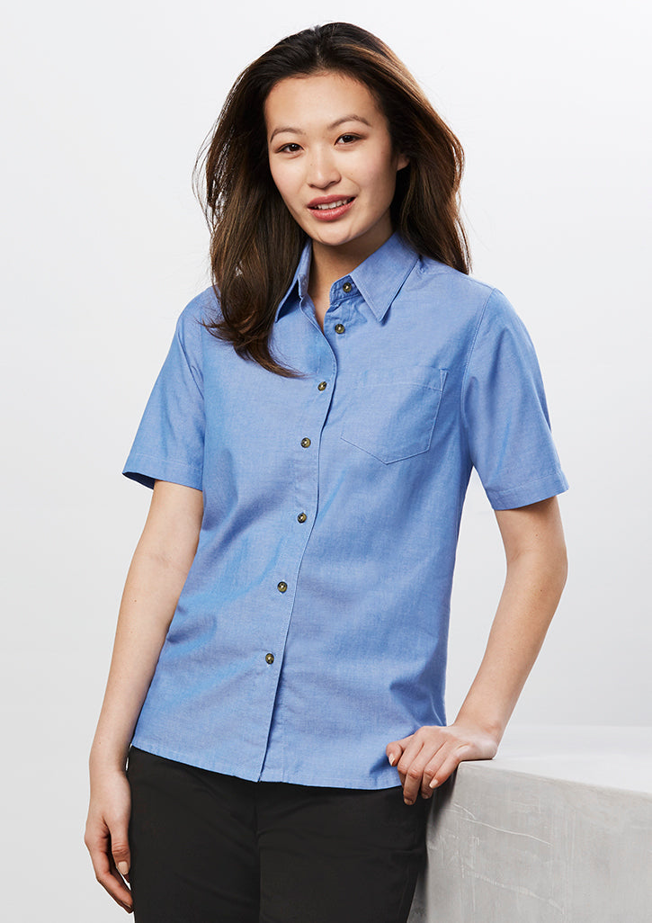 Bizcollection Lb6200 Ladies Wrinkle Free Chambray Short Sleeve Shirt