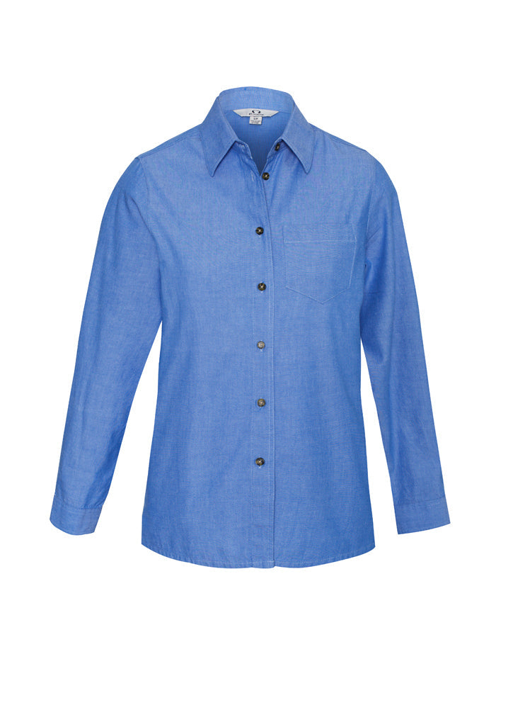 Bizcollection Lb6201 Ladies Wrinkle Free Chambray Long Sleeve Shirt - Image 2