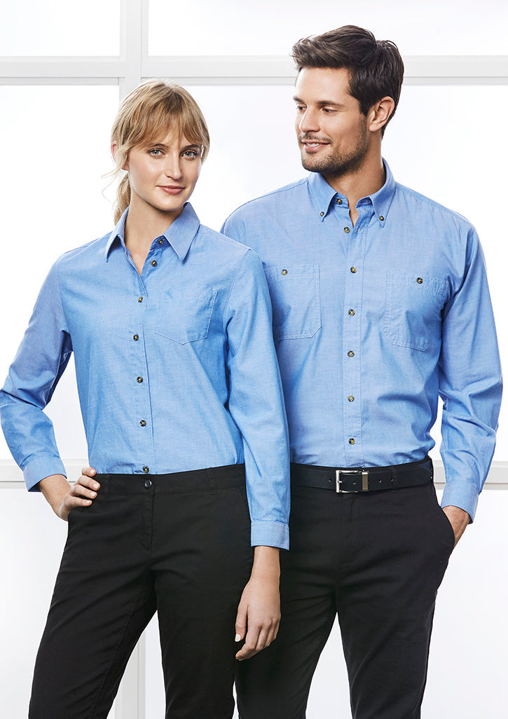 Bizcollection Lb6201 Ladies Wrinkle Free Chambray Long Sleeve Shirt