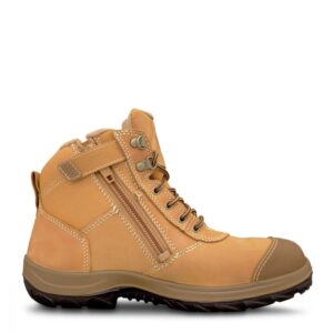 Oliver 34660 Lace Up Ankle Boot Zip Side Wheat Safety Boot